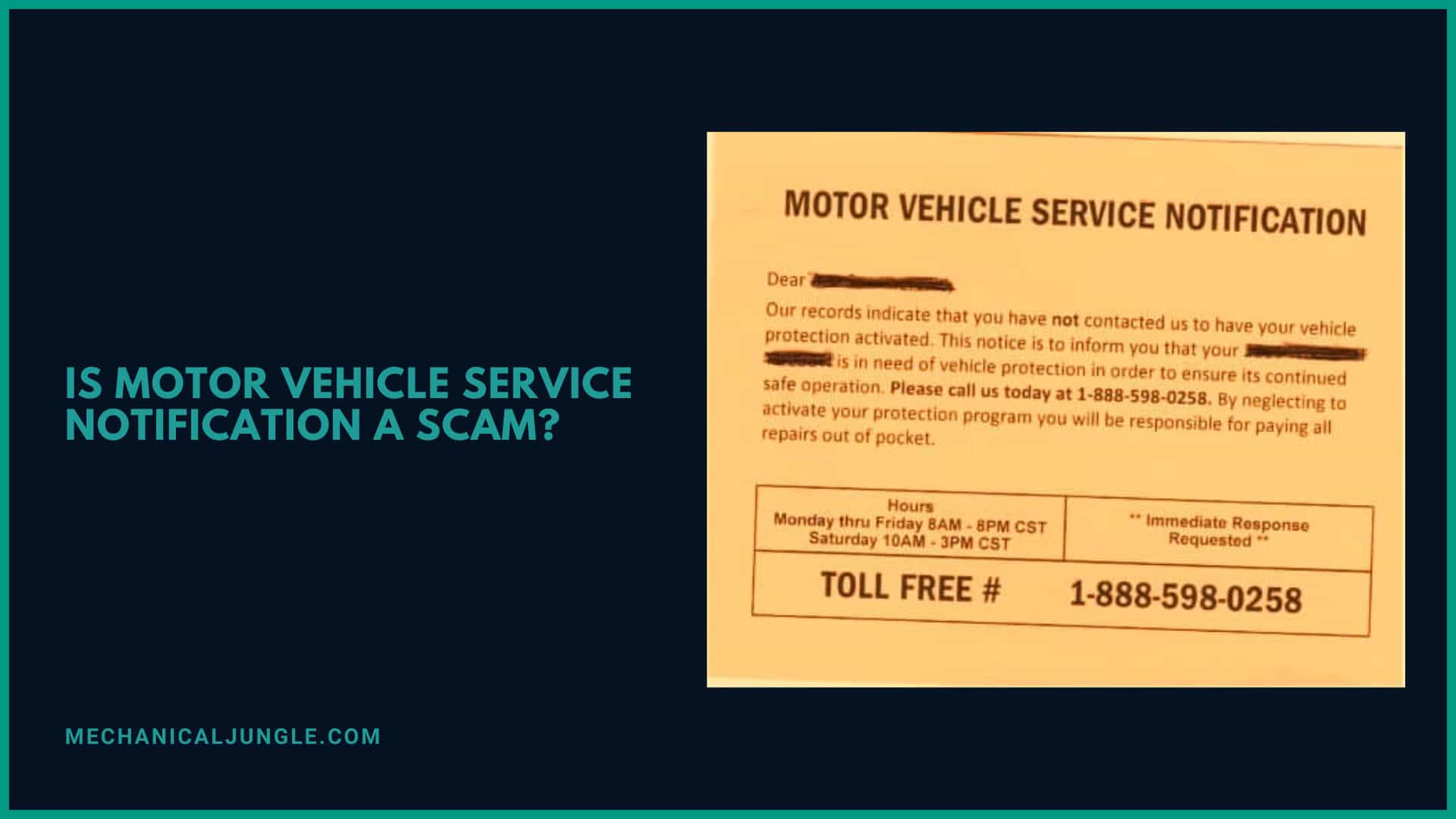 Is Motor Vehicle Service Notification a Scam?